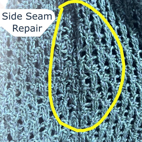 Eddie Bauer Oversized Boxy Knit Crochet Teal Sweater, Small - Picture 12 of 13